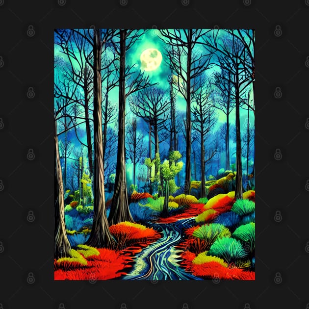 Beautiful Forest Moonlight by Sanzida Design