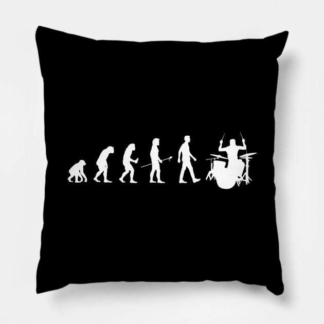 Evolution Man Drums Drummer Gift Drumming Pillow by TheTeeBee