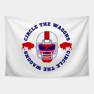 Buffalo Football Circle the Wagons Skull Tapestry