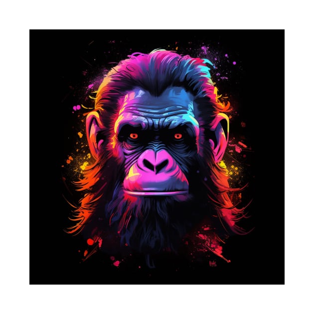 Apes Together Strong Neon Pop Art 4 by AstroRisq