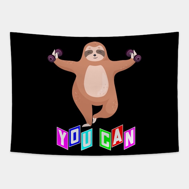 Sloth Can Lift Dumbbell Tapestry by MaryMas