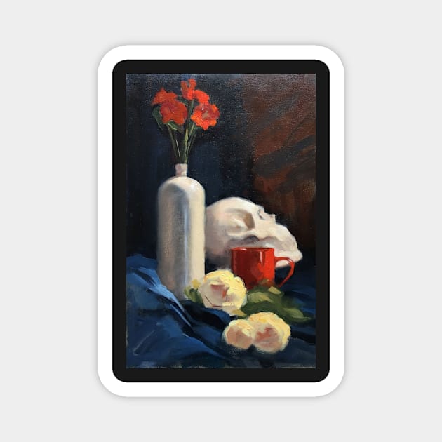 Still Life with Skull ~ oil painting Magnet by rozmcq