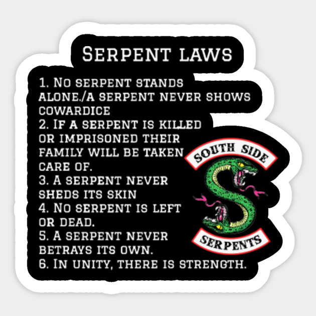 Serpent Laws Riverdale Sticker Teepublic Serpent Laws Riverdale Sticker Teepublic