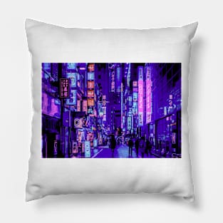 Shinjuku Violet Neon Nights Pillow