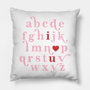 Alphabet ABC I Love You Valentines Day Pillow