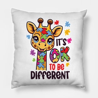 It's Ok to be Different Autism Awareness Giraffe Support Pillow