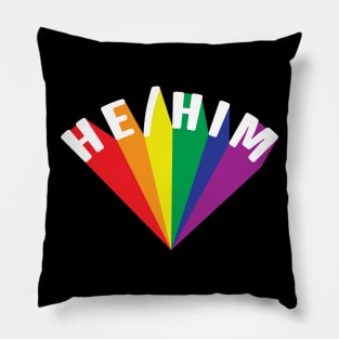 He/Him Pronouns Rainbow Burst Pillow