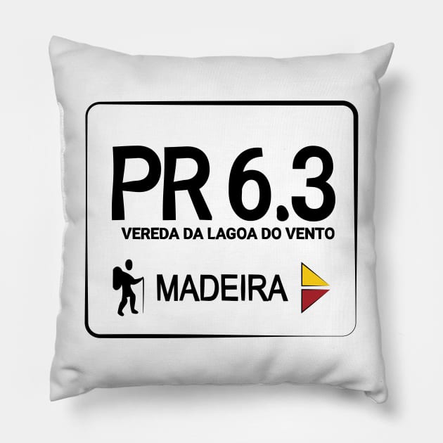 Madeira Island PR6.3 VEREDA DA LAGOA DO VENTO logo Pillow by Donaby