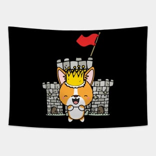 Funny corgi is the king of the castle Tapestry