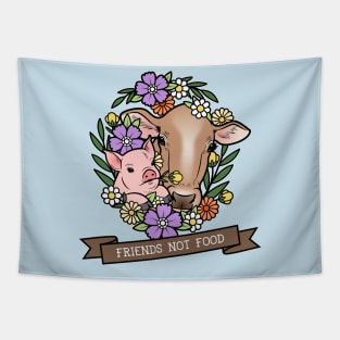 Friends Not Food Vegan Vegetarian Veganism Animal Rights Tapestry