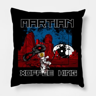 Martian Xoffee King - The Spear Thrower (White Text on Black) Pillow