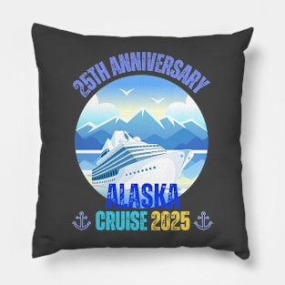 25th Anniversary Wedding Alaska Cruise 2025 Couple Matching Pillow