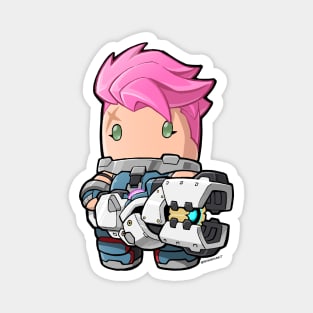 Lil Strong Pink-Hair Soldier Magnet