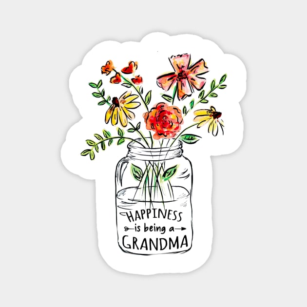 Womens Happiness Is Being Grandma Life - Flower Art-Grandma Tee Magnet by BestFamilyTee