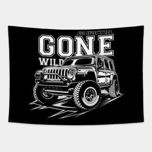 Jeep Wrangler Rubicon (White Print) Tapestry