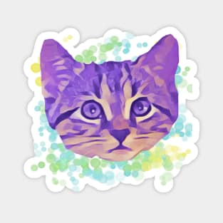 Purple Kitty Face Colorful Orbs Magnet