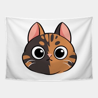 Cartoon cute cat face Tapestry