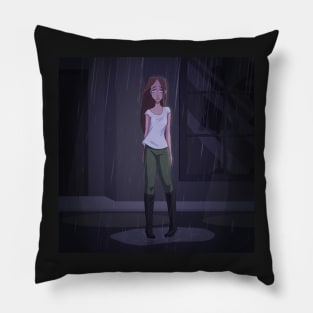 Sad in the Rain Digital Painting Pillow