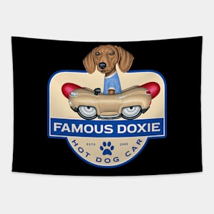 Doxie Hot Dog Car Tapestry