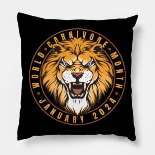 World Carnivore Month January 2024 Fierce Lion Pillow