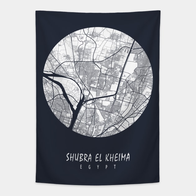 Shubra El Kheima, Egypt City Map - Full Moon Tapestry by deMAP Studio