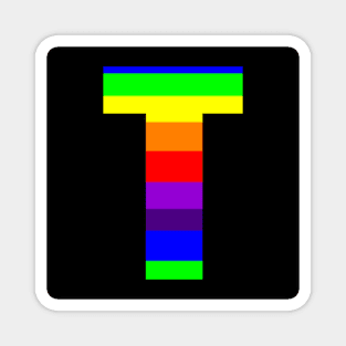 The Letter T in Rainbow Stripes Magnet