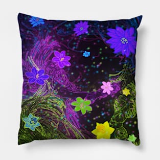 Neon Blooms Pillow