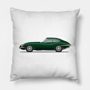 E Type Series 1 Coupe British Racing Green Pillow