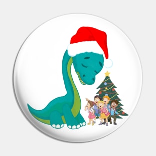 Dinosaur Santa Claus Pin