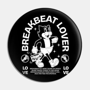 BREAKBEAT  - Lover Retro Mascot Cat (white) Pin