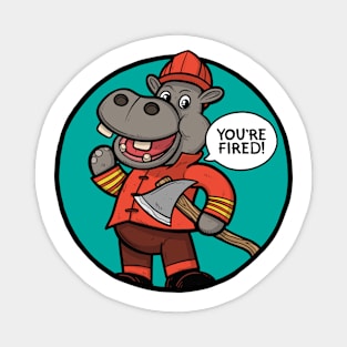 Hippopotamus Firefighter Magnet