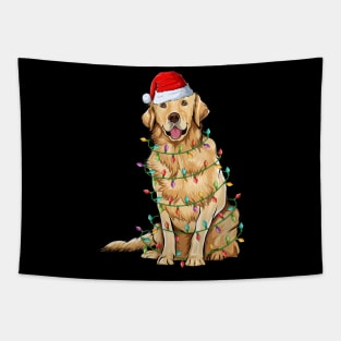 Golden Retriever Christmas Lights Xmas Dog Lover Tapestry