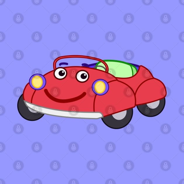 Bongo Beep Beep Cartoon Red Car Smile by Dinos Friends