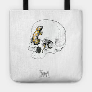 Salamander and skull Tote