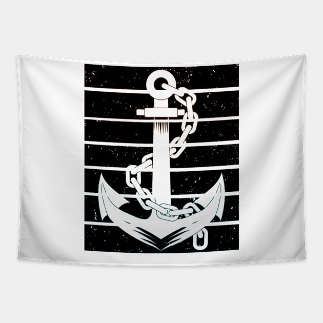 Boat owner motor boat sailing boat anchor retro boating Tapestry by HBfunshirts