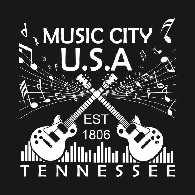 Nashville TN, Country Music Tee, Music City USA by Blue Zebra