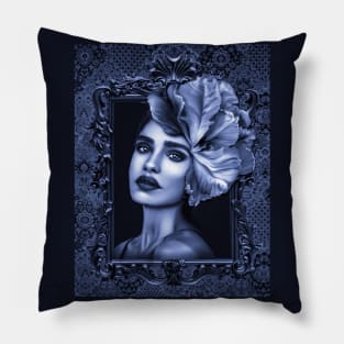 Blue Ladies Fine Art HomeDecor Wall Art Digital Prints Artwork Illustration Fine Pillow