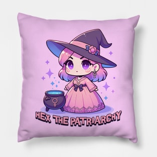 Hex The Patriarchy Cute& Kawaii Feminist Witch Pillow