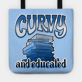 Curvy and educated, stack of blue books Tote