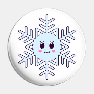 Cartoon Kawaii Snowflake with Cute Face Pin