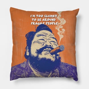 Puff Sumo: I’m Too Clumsy to Be Around Fragile People on a Dark Background Pillow