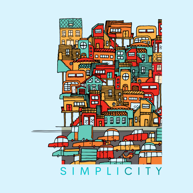 Simplicity - Simple City Retro Art by Moshi Moshi Designs