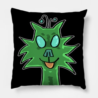 Green alien cat Pillow