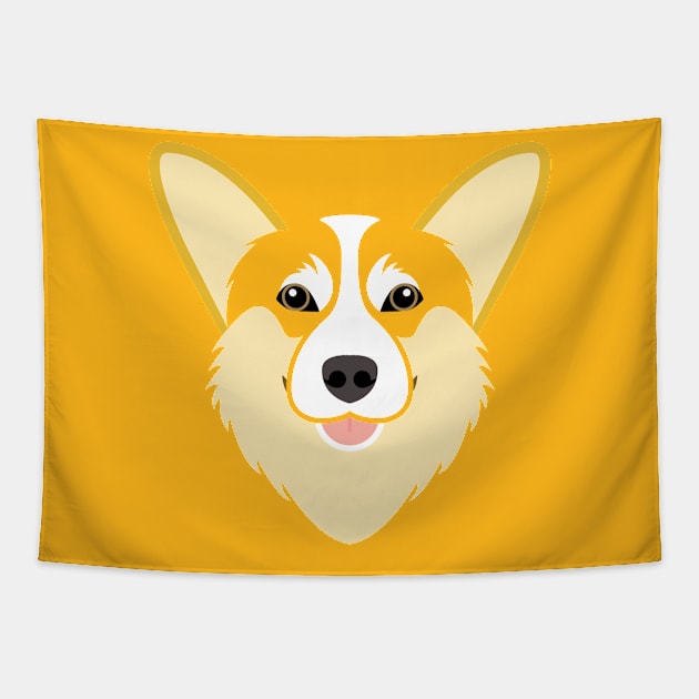 Welsh Corgi dog face Tapestry by ShirtBricks