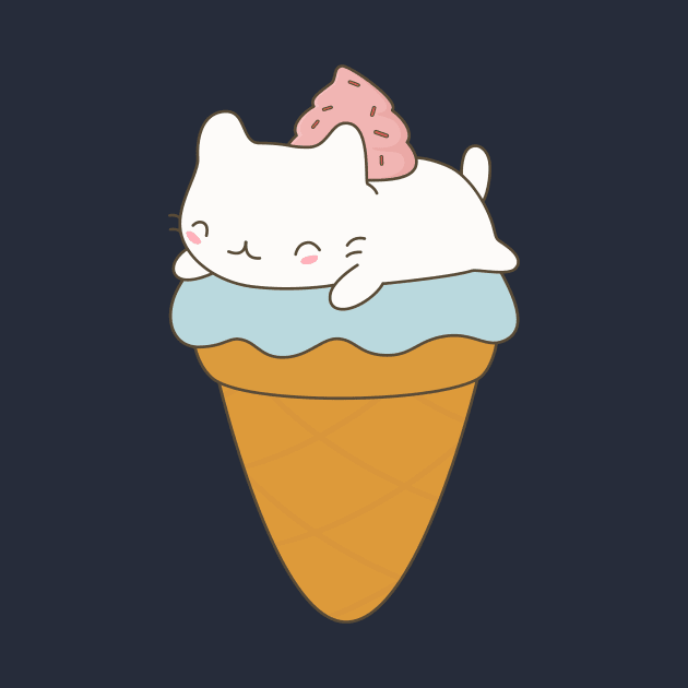 Kawaii Ice Cream Cone Cat Dessert T-Shirt by happinessinatee