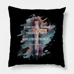 Philippians 4:13 Bible Verse with Cross Pillow