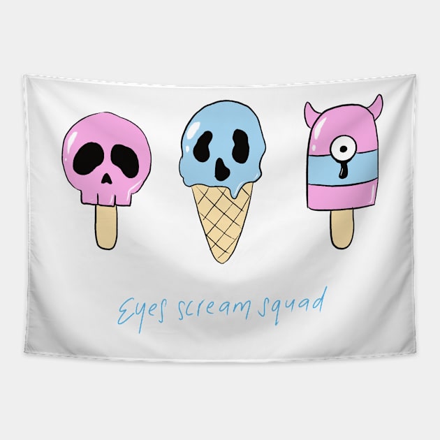 Scary ice cream: eyes scream squad Tapestry by cgcreation