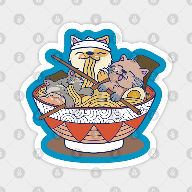 Kawaii Ramen Cute Ramen Cat Japanese Noodle Funny Anime Magnet by RKP'sTees