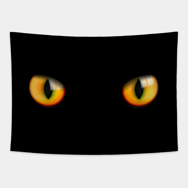Realistic Beautiful 3d Cat Eyes Look In Dark Black Realistic