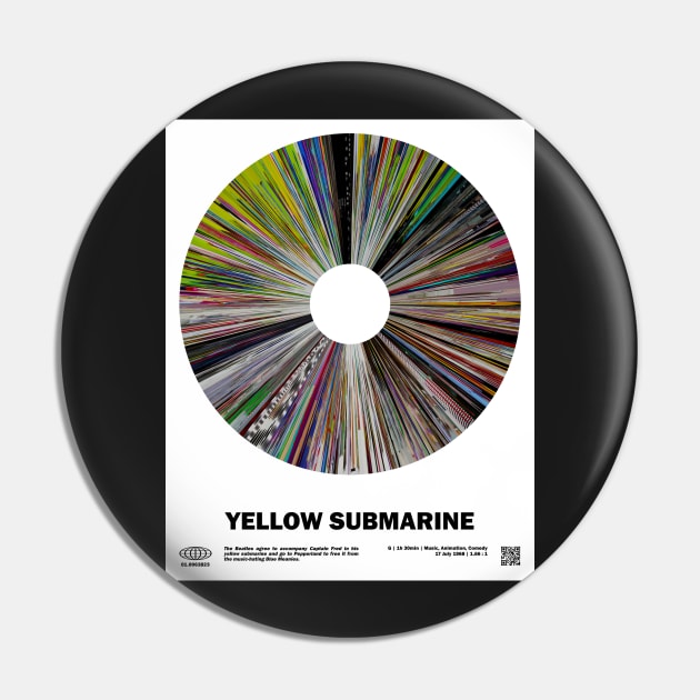 minimal_Yellow Submarine Warp Barcode Movie Pin by silver-light